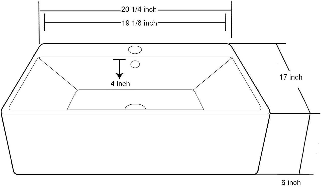 Dawn USA White Ceramic Rectangular Bathroom Sink with Overflow