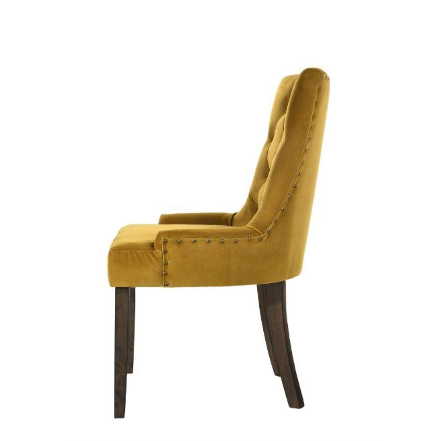 22" Farren Accent Chair Yellow Velvet/Espresso Finish - Acme Furniture