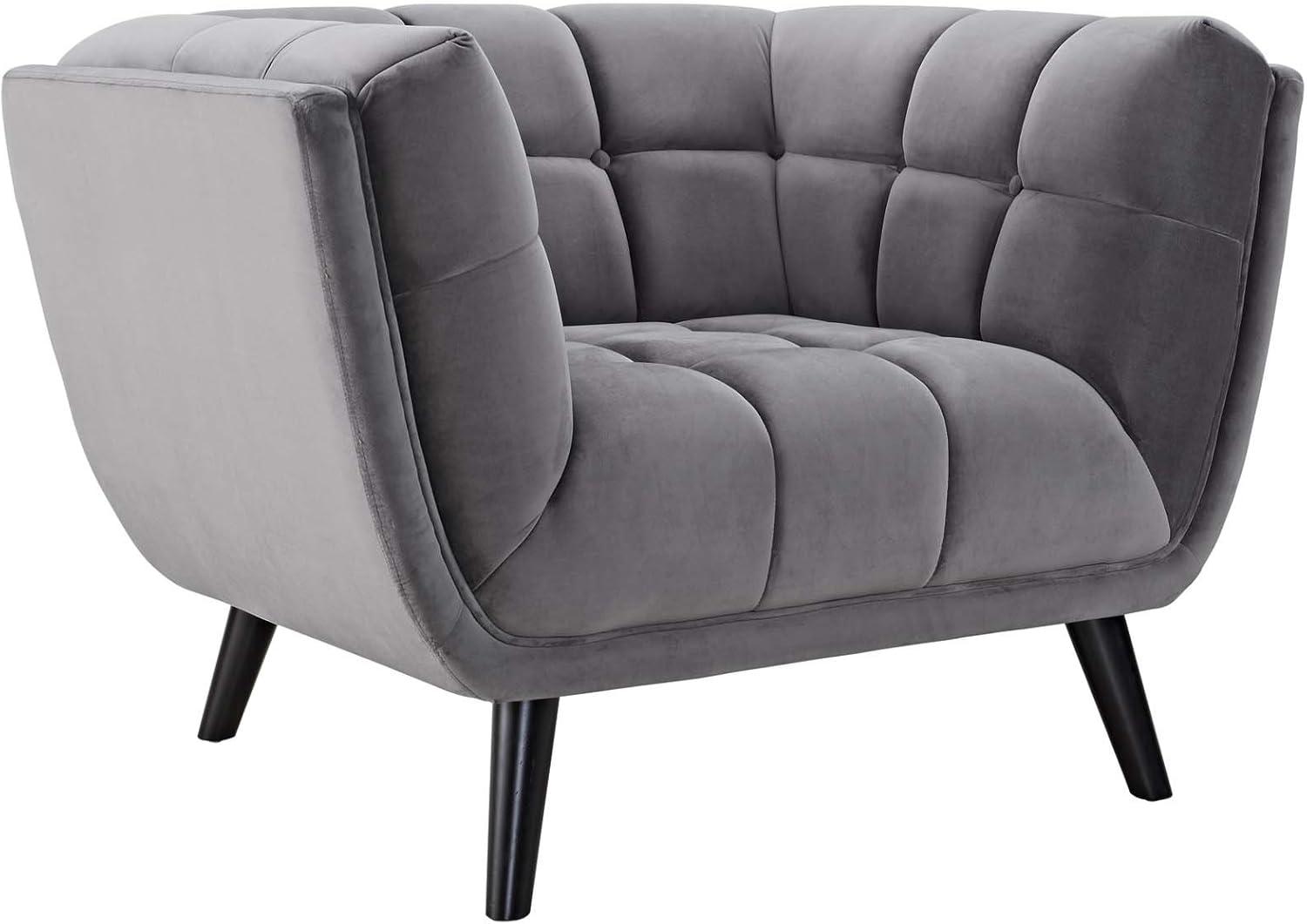 Modway Bestow Performance Velvet Armchair in Gray