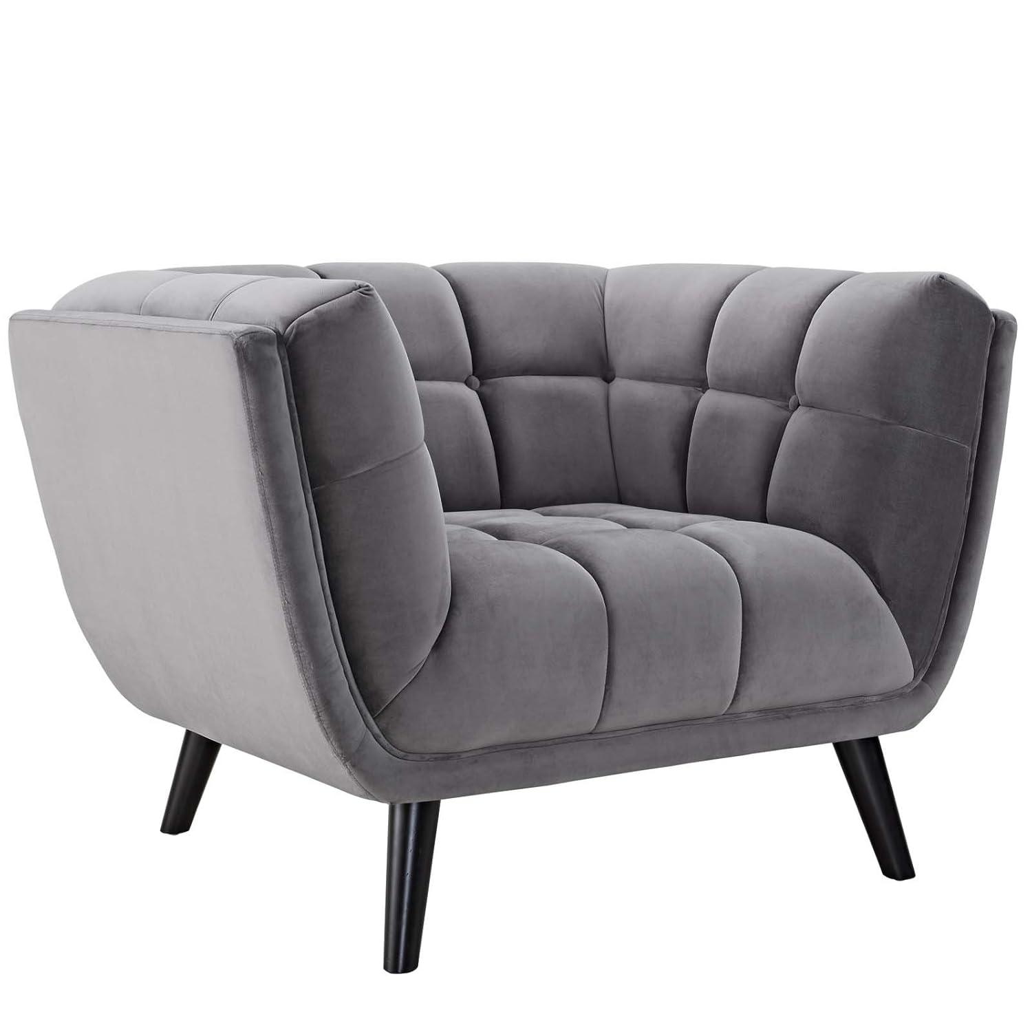 Modway Bestow Performance Velvet Armchair in Gray