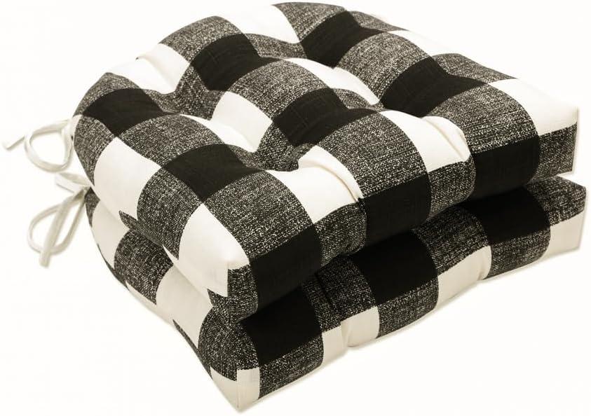 2pk Anderson Reversible Chair Pads Black - Pillow Perfect