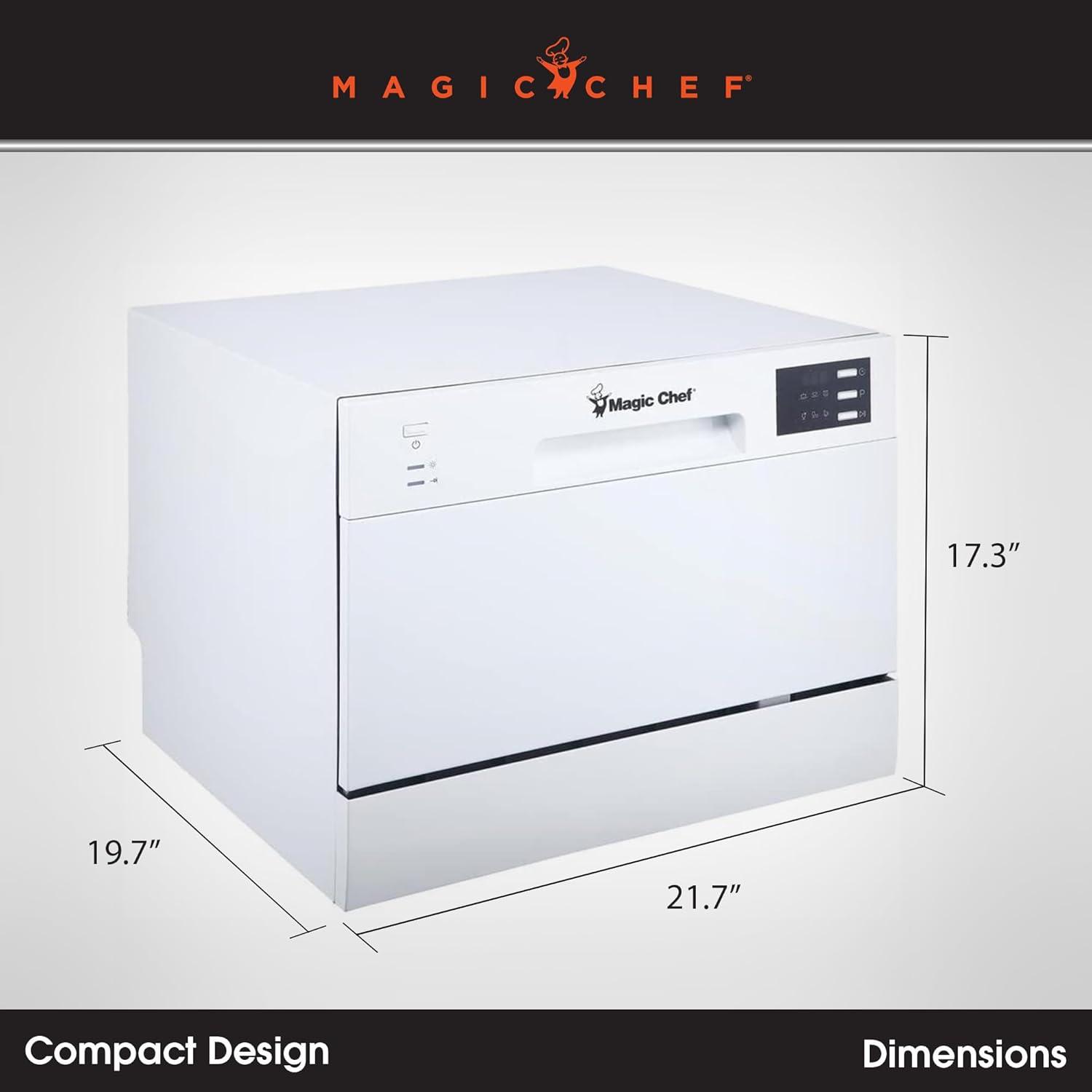 Magic Chef Energy Star 6-Place Setting Countertop Dishwasher (Model MCSCD6W5)  Fits under cabinetry as it sits 17.2" Tall