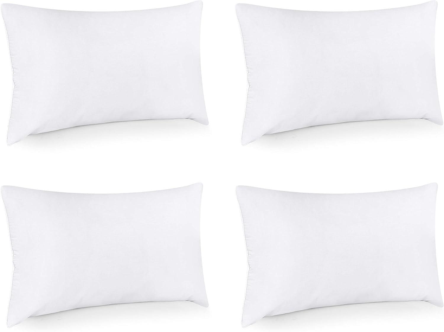 White Polyester 16x26 Inch Throw Pillow Set of 4