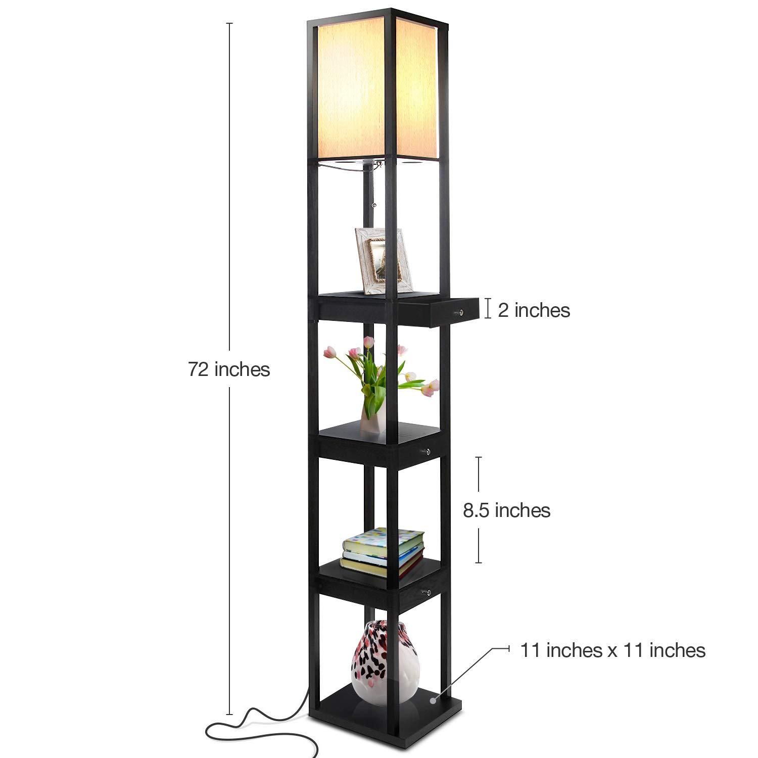Brightech Maxwell 72 in. Traditional LED Energy Efficient 3-Drawer Shelf Floor Lamp