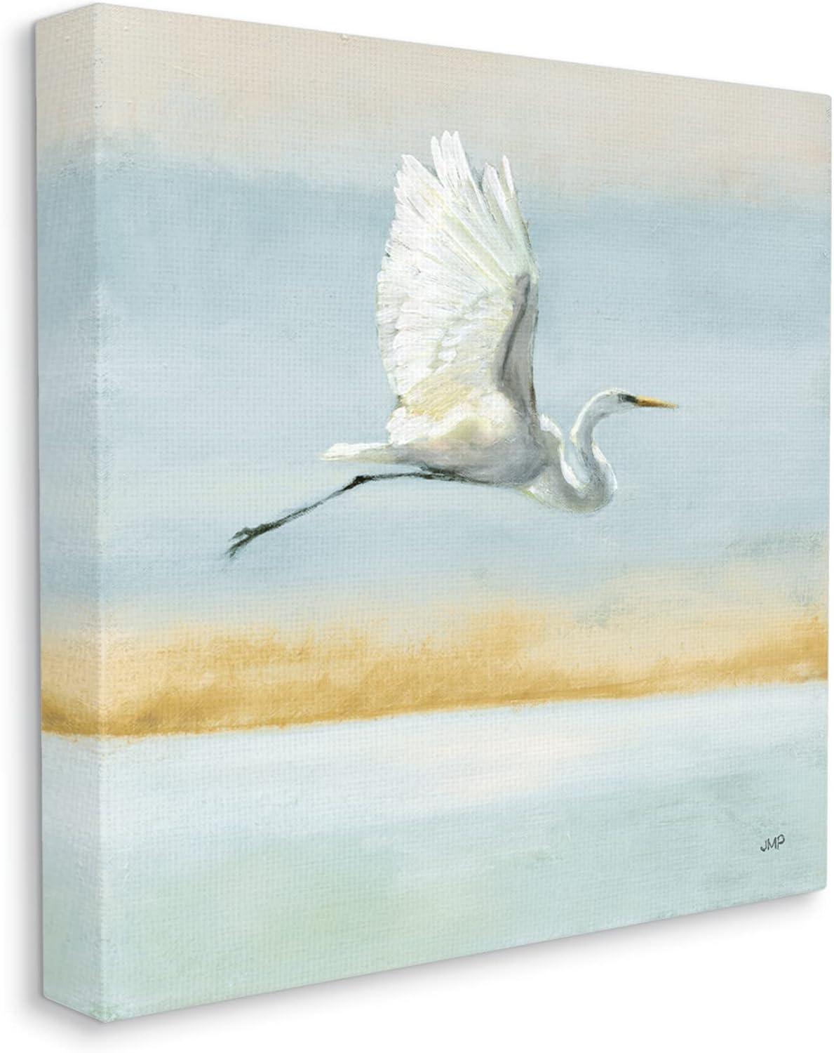 Stupell Industries Egret Bird Flying Ocean Breeze Canvas Wall Art