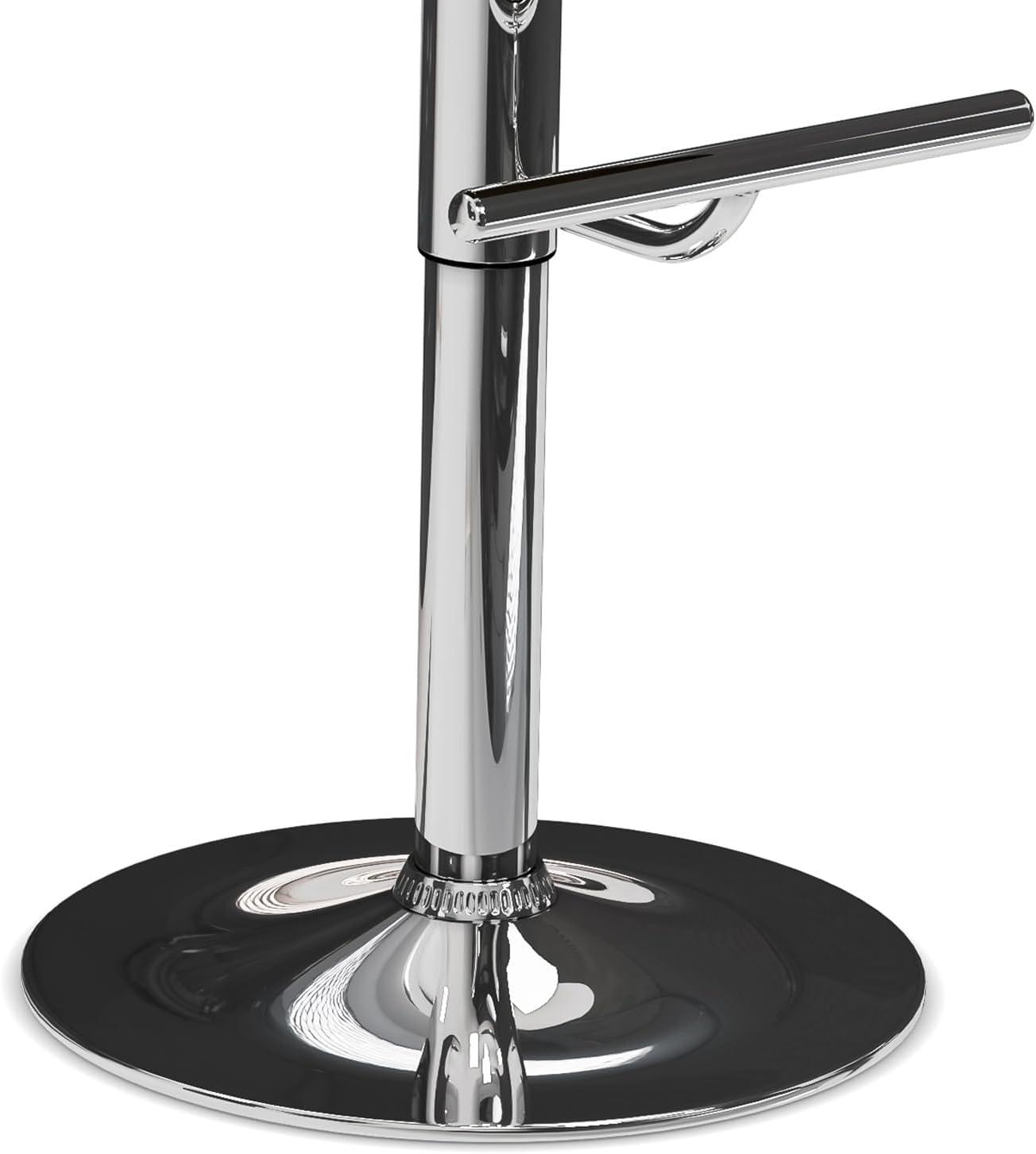 Simpli Home Dixie Mid Century Modern Adjustable Swivel Bar Stool in Black Vegan Faux Leather