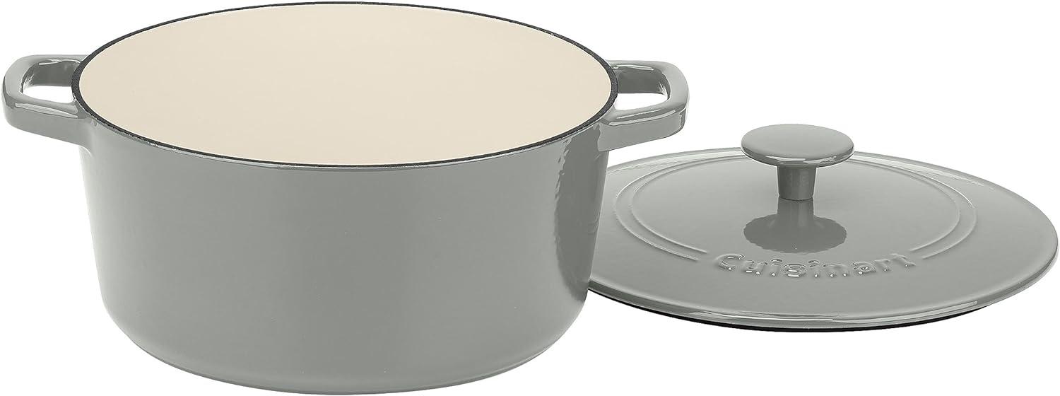 Gray Enameled Cast Iron 5-Quart Round Covered Casserole