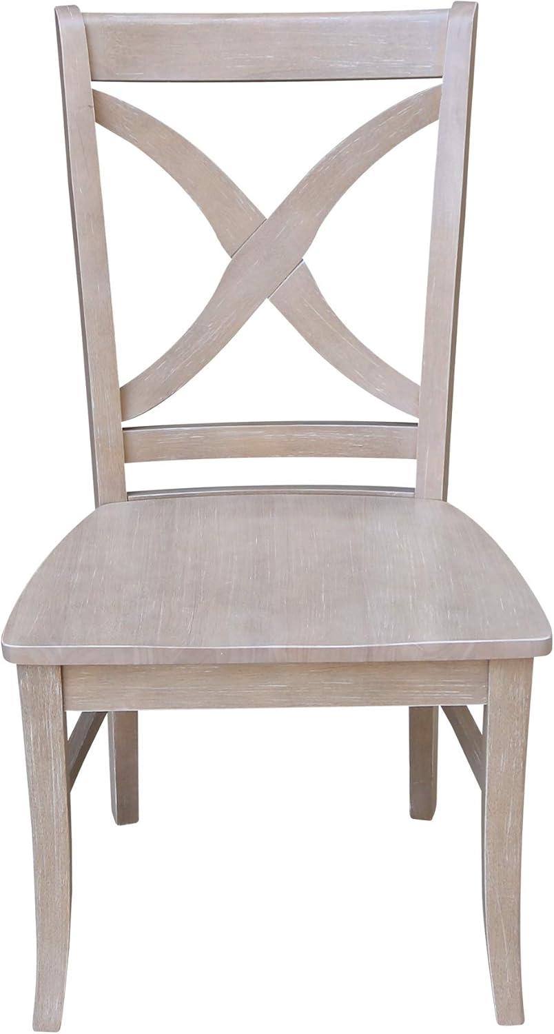 Solid Wood Cross Back Side Chair in Taupe