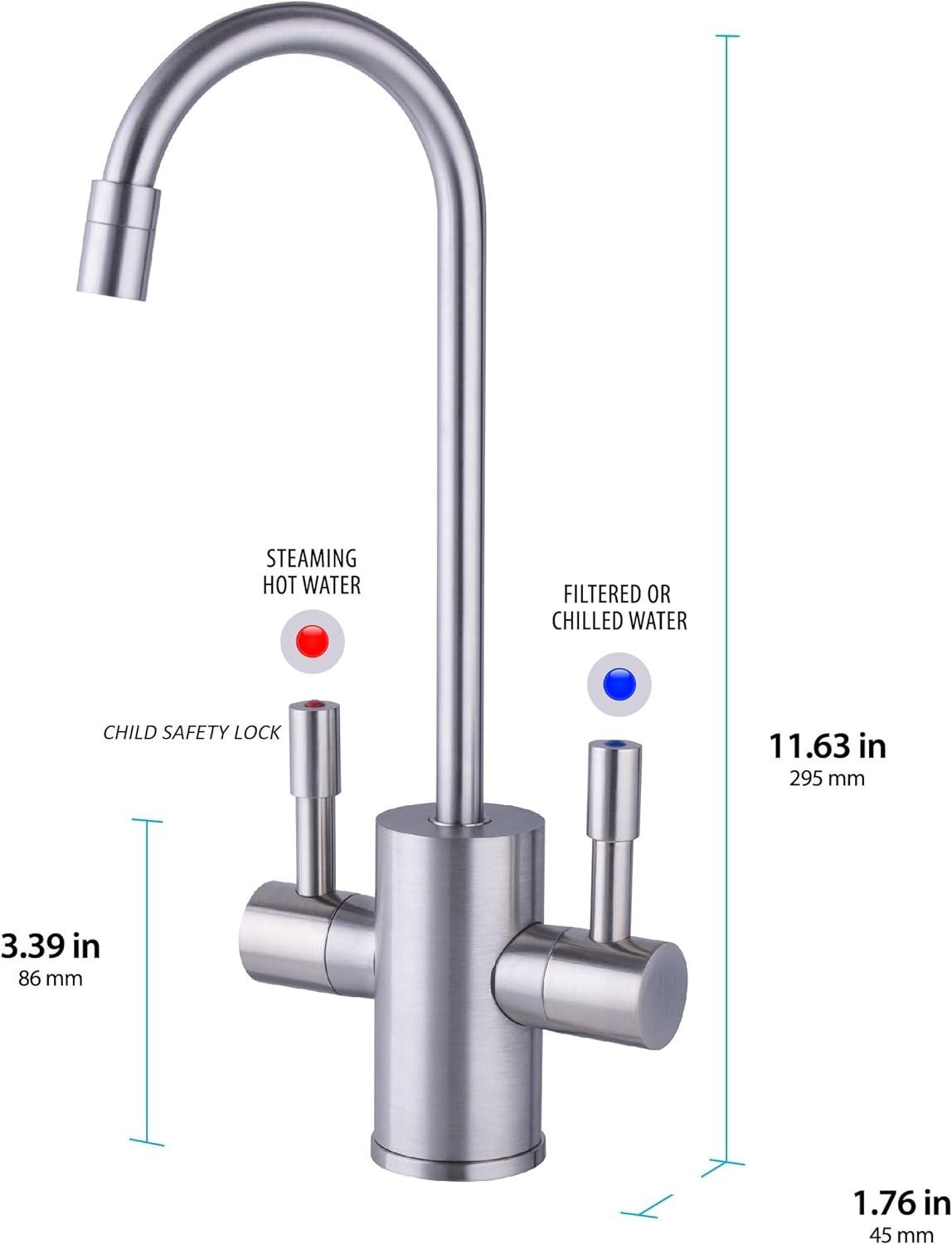 Dual Lever Kitchen Faucet with 1300W Hot Water Dispenser