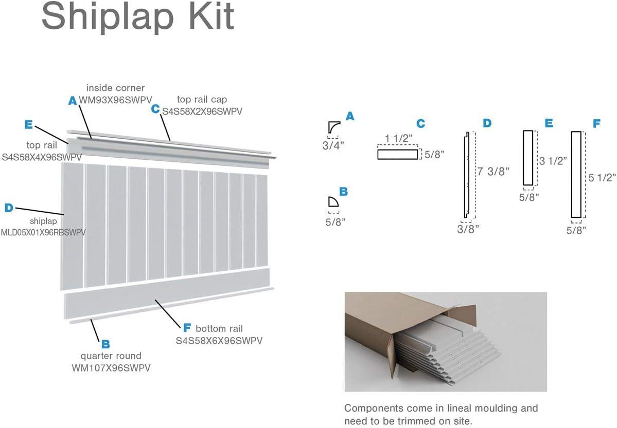 Ekena Millwork Deluxe Shiplap with a Nickel Gap 8' Length PVC Wainscoting Kit