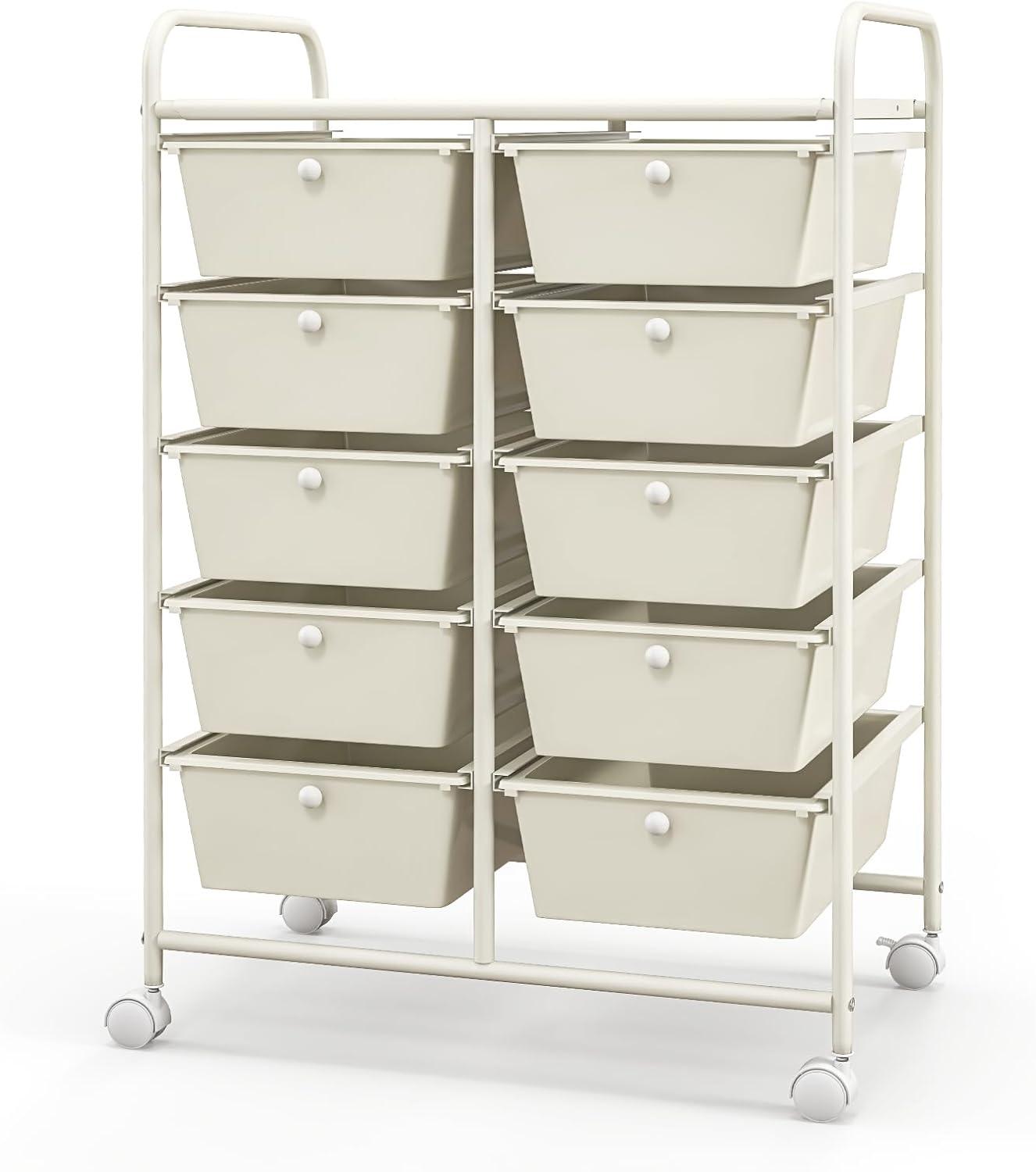 10-Drawer Rolling Storage Cart