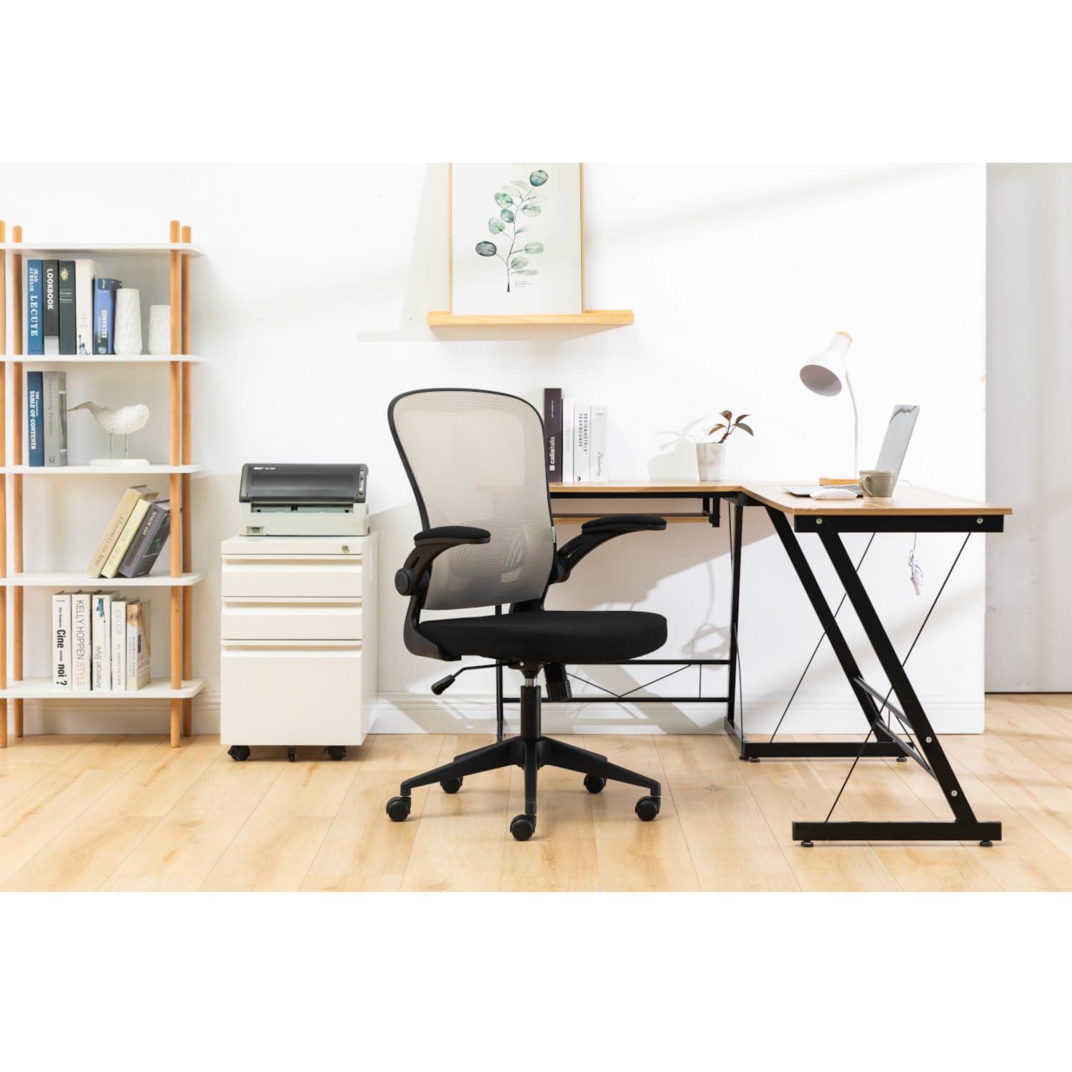 LeisureMod Newton Single Ergonomic Mesh Lumbar Support Adjustable Height Swivel Office Chair