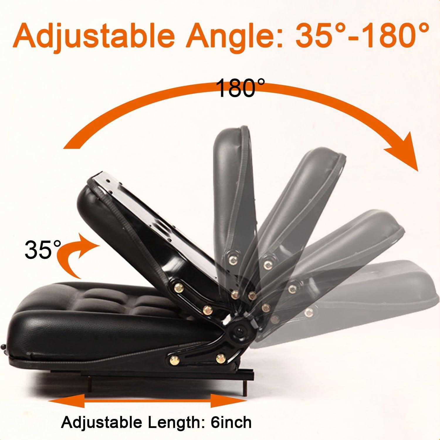 Black Adjustable PVC Forklift and Tractor Seat with Armrests