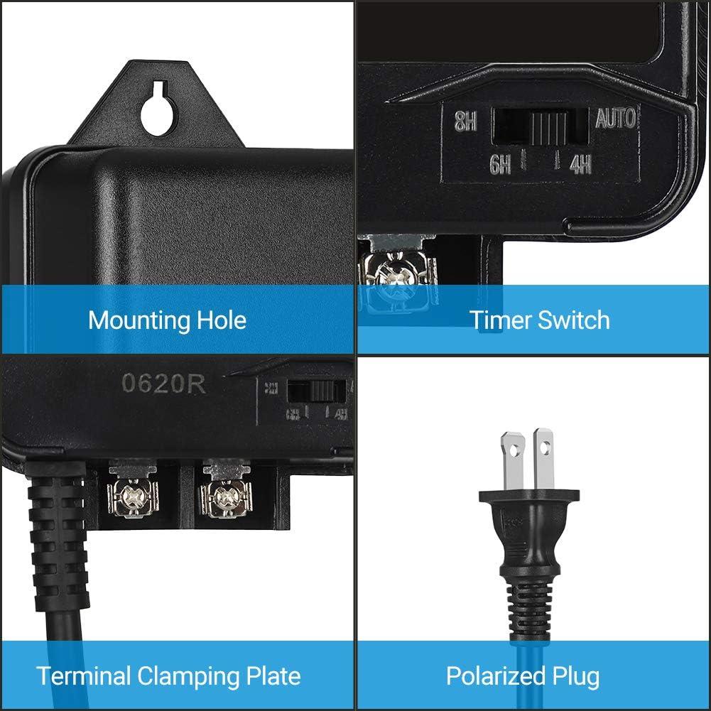 DEWENWILS 60W Low Voltage Transformer with Timer and Photocell Light Sensor, AC 120V to 12V Weatherproof for Outdoor Landscape Lighting