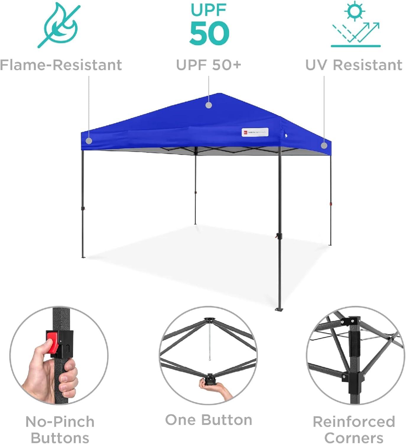 Best Choice Products 8x8ft Easy Setup Pop Up Canopy w/ 1-Button Setup, Wheeled Case, 4 Weight Bags