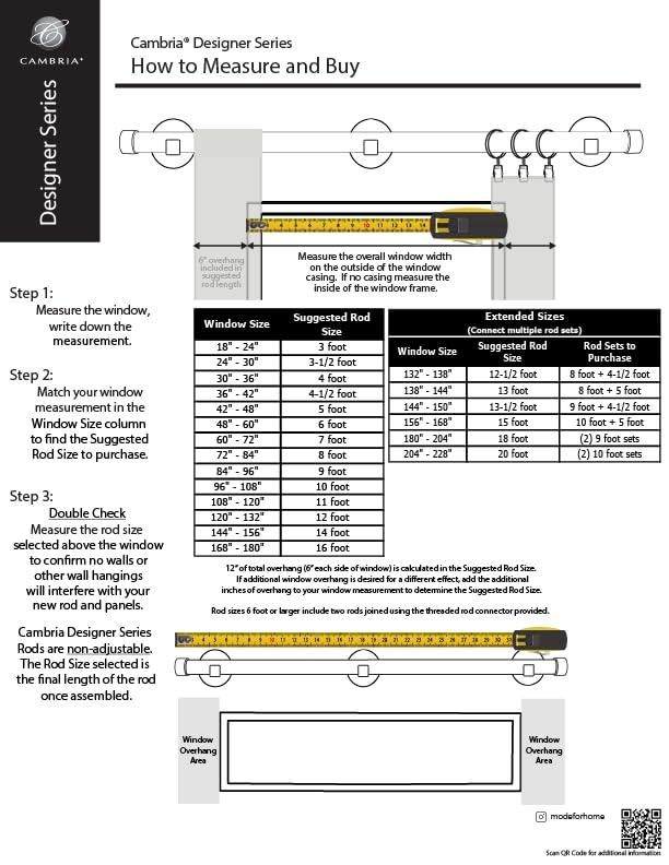 MODE Cambria Designer Series Premium 1-1/8 in Larger Dia. Non-Adjustable Curtain Rod and Designer Brackets