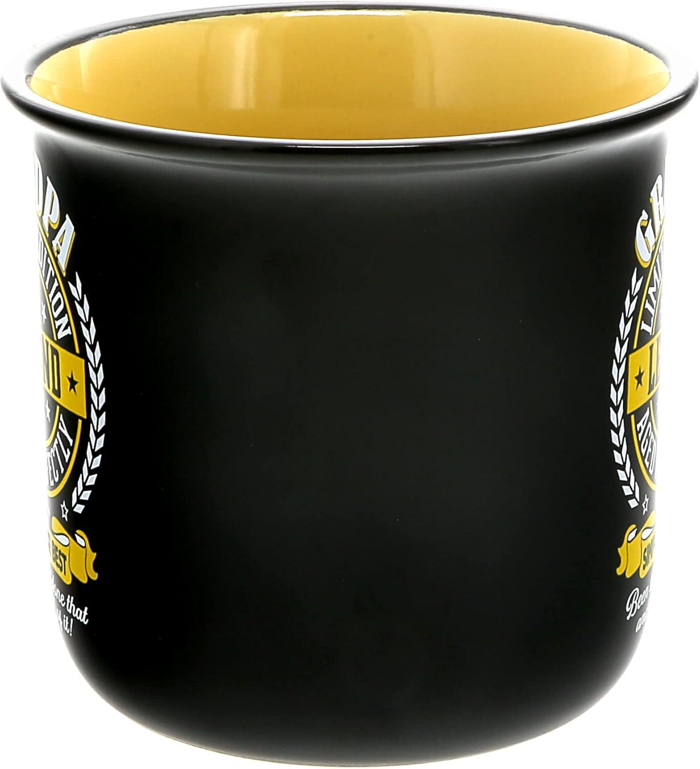 Pavilion Gift Company - Grandpa Limited Edition Legend - Ceramic 13-ounce Campfire Mug, Double Sided Coffee Cup, Fathers Day Gift, 1 Count (Pack of 1), 3.75” x 5” x 3.5”, Black/Yellow