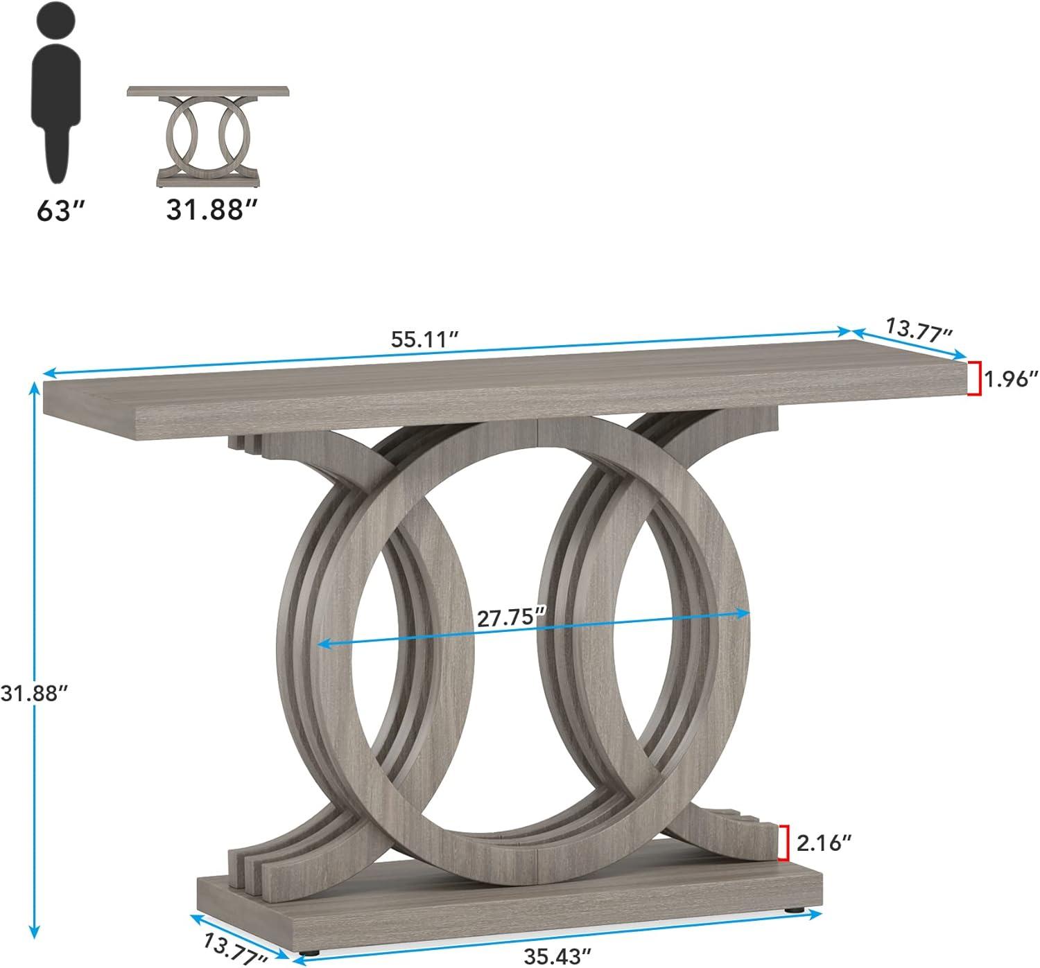 Tribesigns 55" Console Table with Geometric Base, Wooden Entryway Table