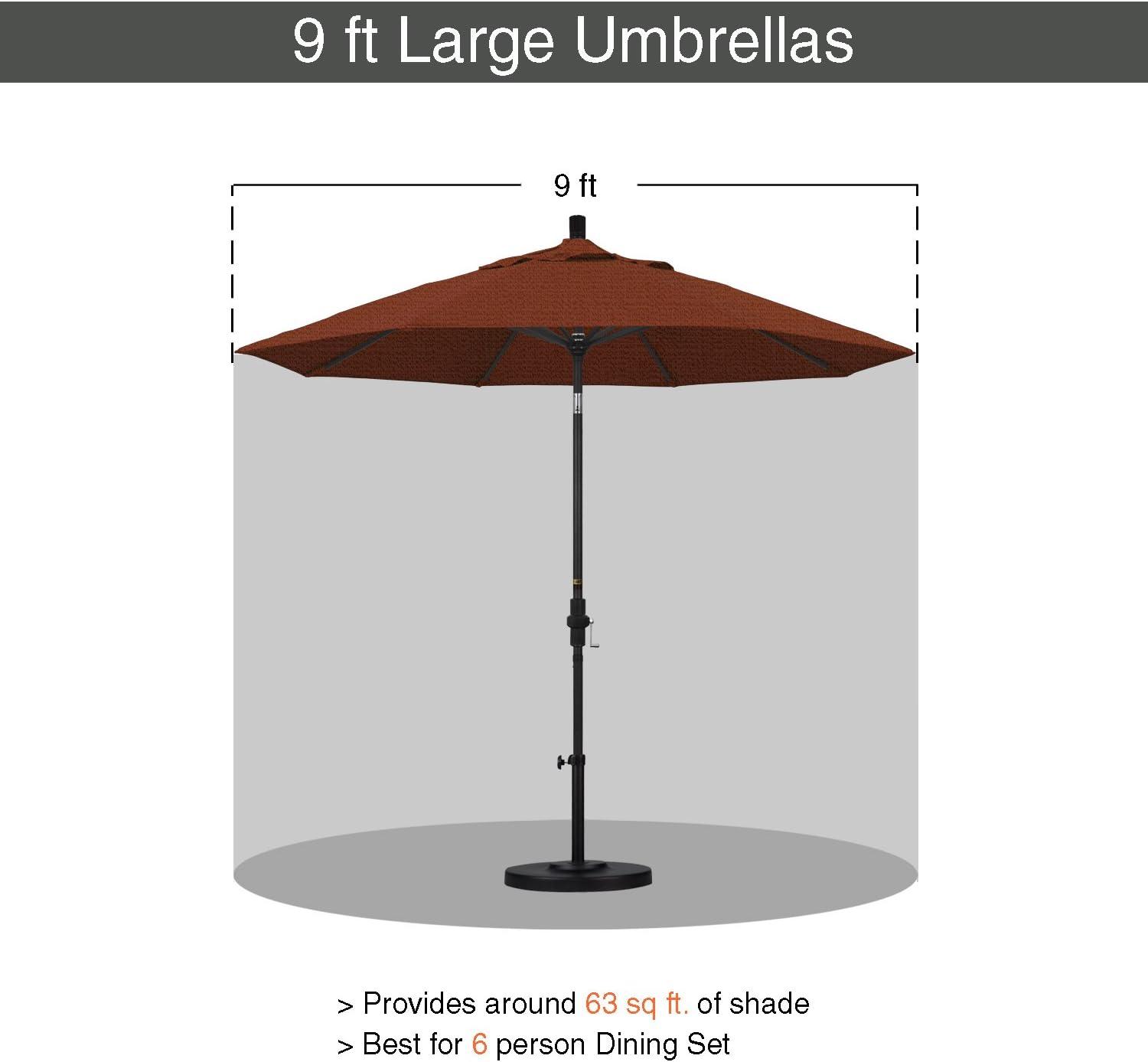 9 ft. Terracotta Aluminum Patio Umbrella with Auto Tilt Crank Lift