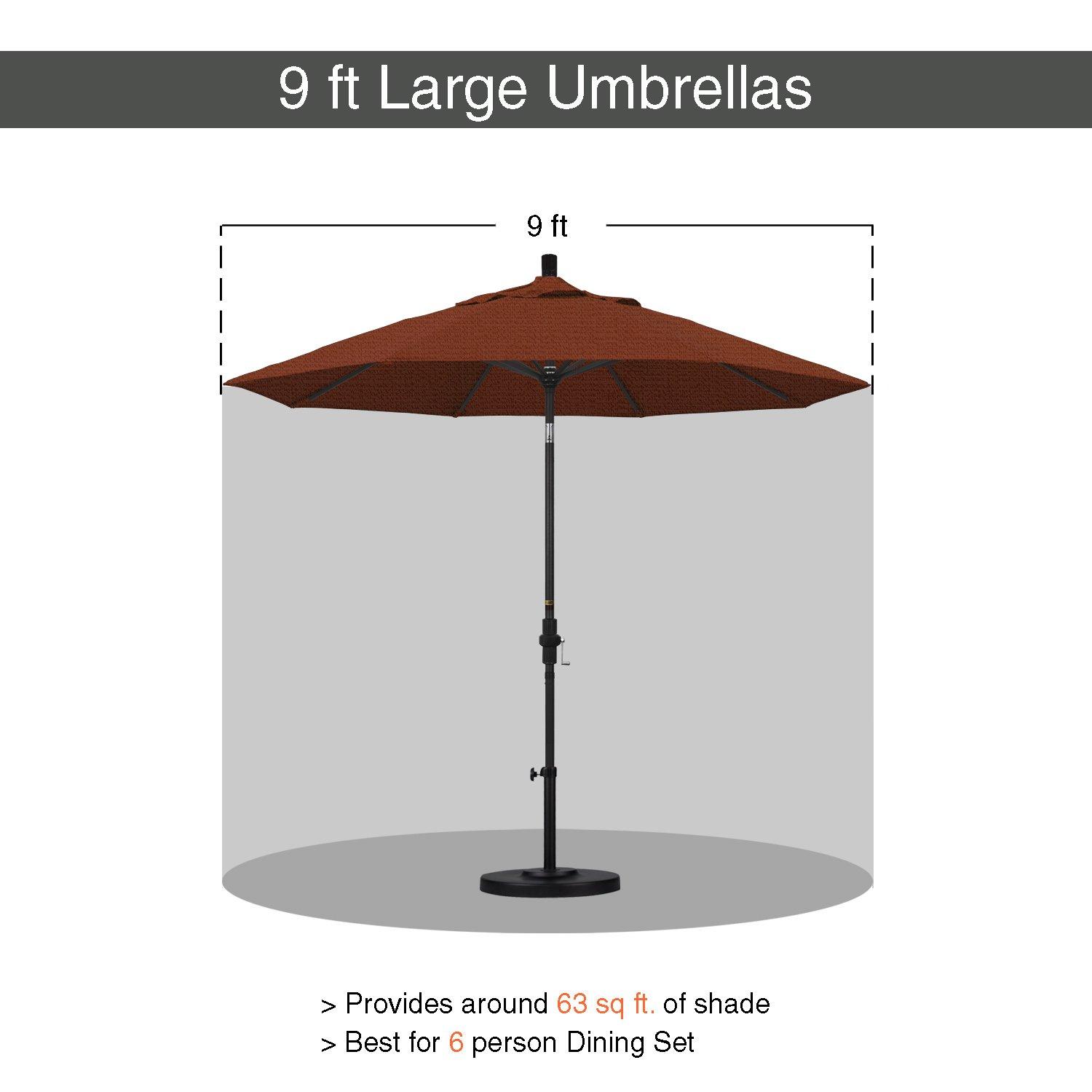 California Umbrella 9' Round Aluminum Outdoor Deck, Pool or Patio Umbrella, Crank Lift, Auto Tilt, Bronze Pole, Antique Beige Olefin