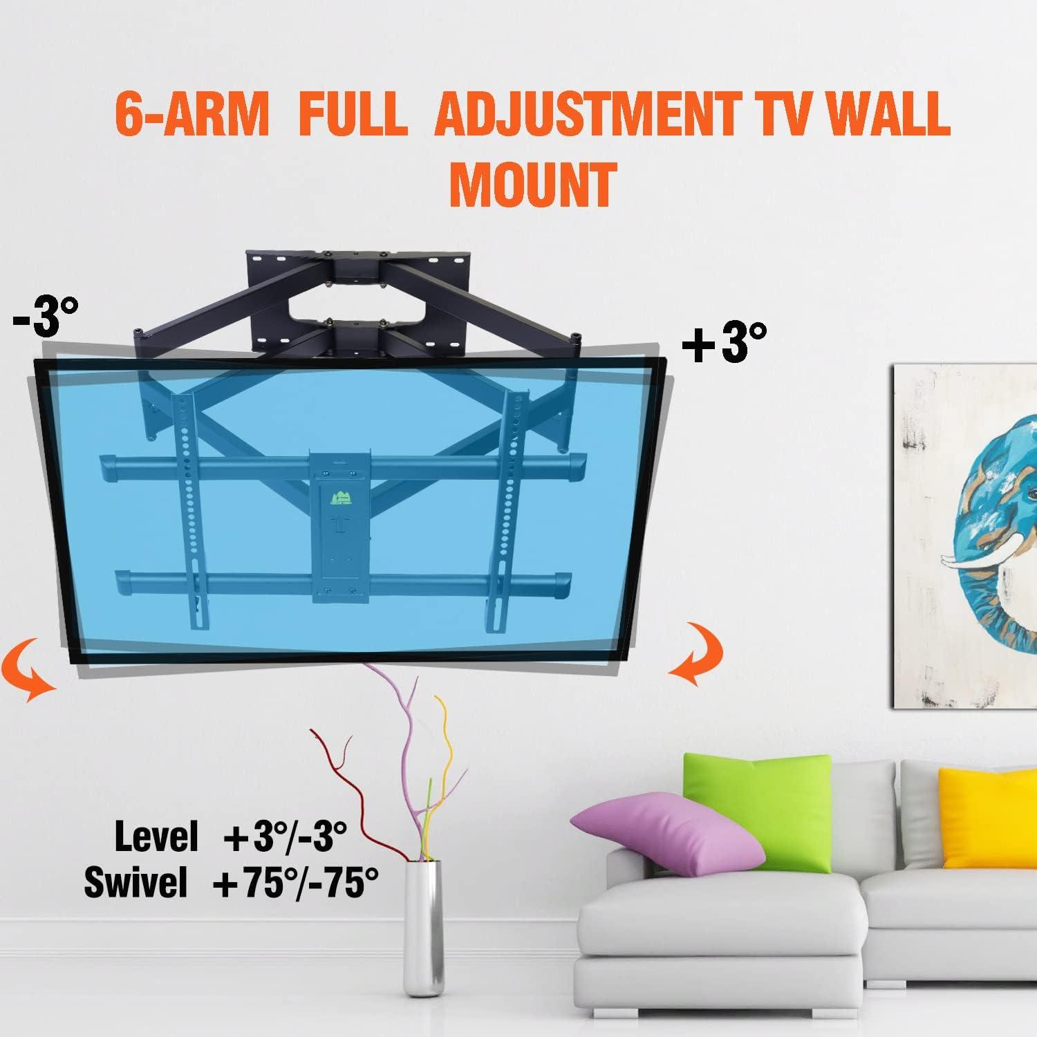 Black Steel Full Motion Long Arm TV Wall Mount