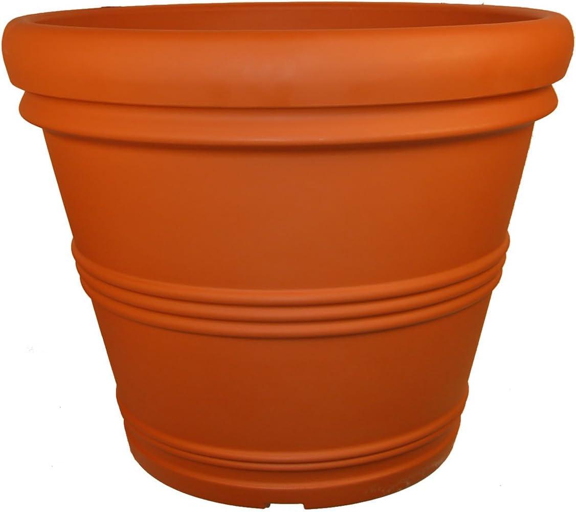 Tusco Products (#RR155) Rolled Rim Round Planter, Terra Cotta - 15.5” D x 13"