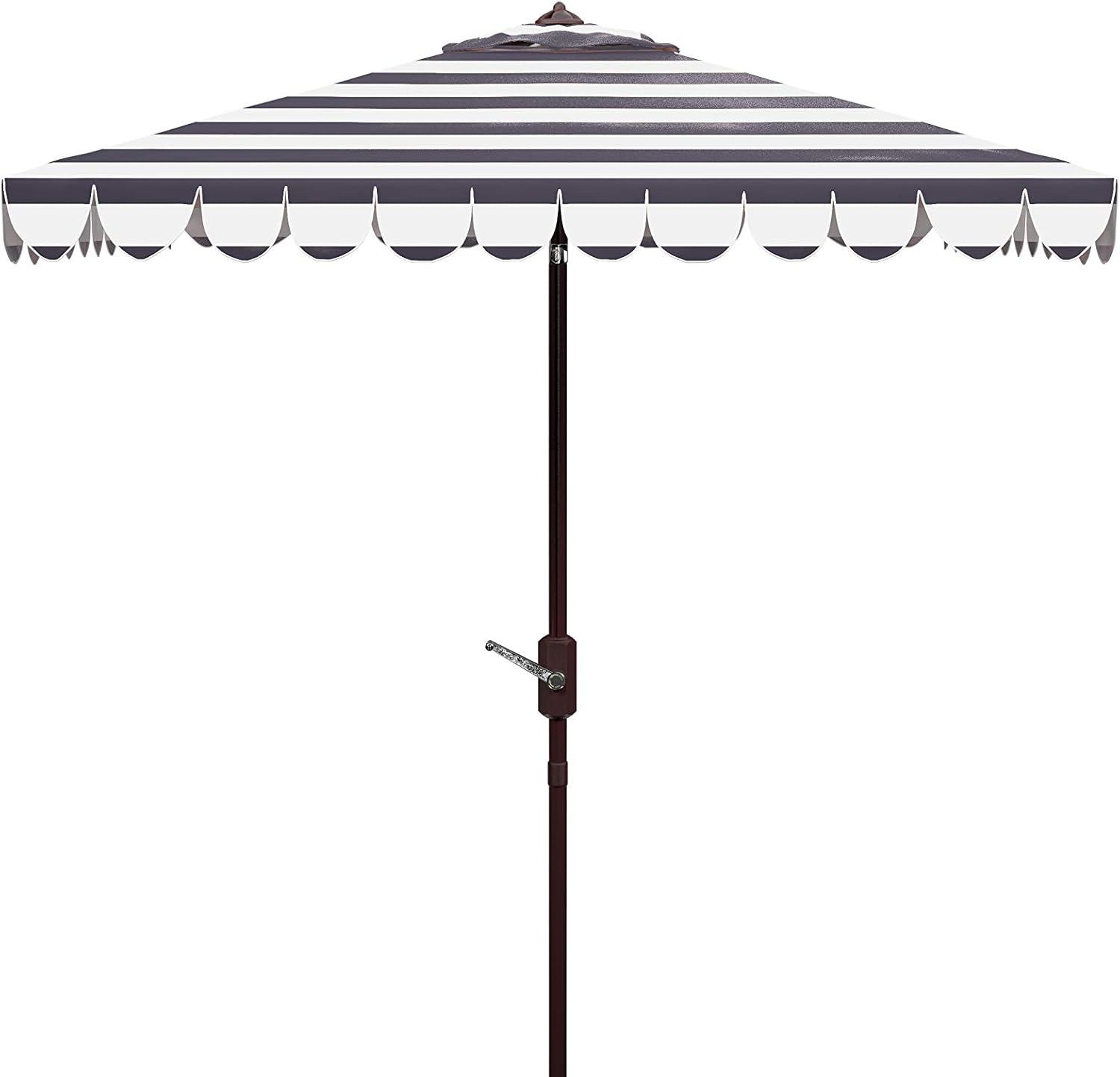 Vienna 7.5 Ft Square Crank Umbrella - PAT8411 - Black/White - Safavieh