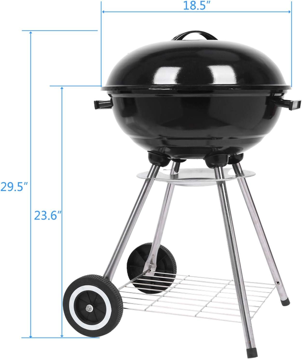 Black 18-Inch Portable Steel Kettle Charcoal Grill