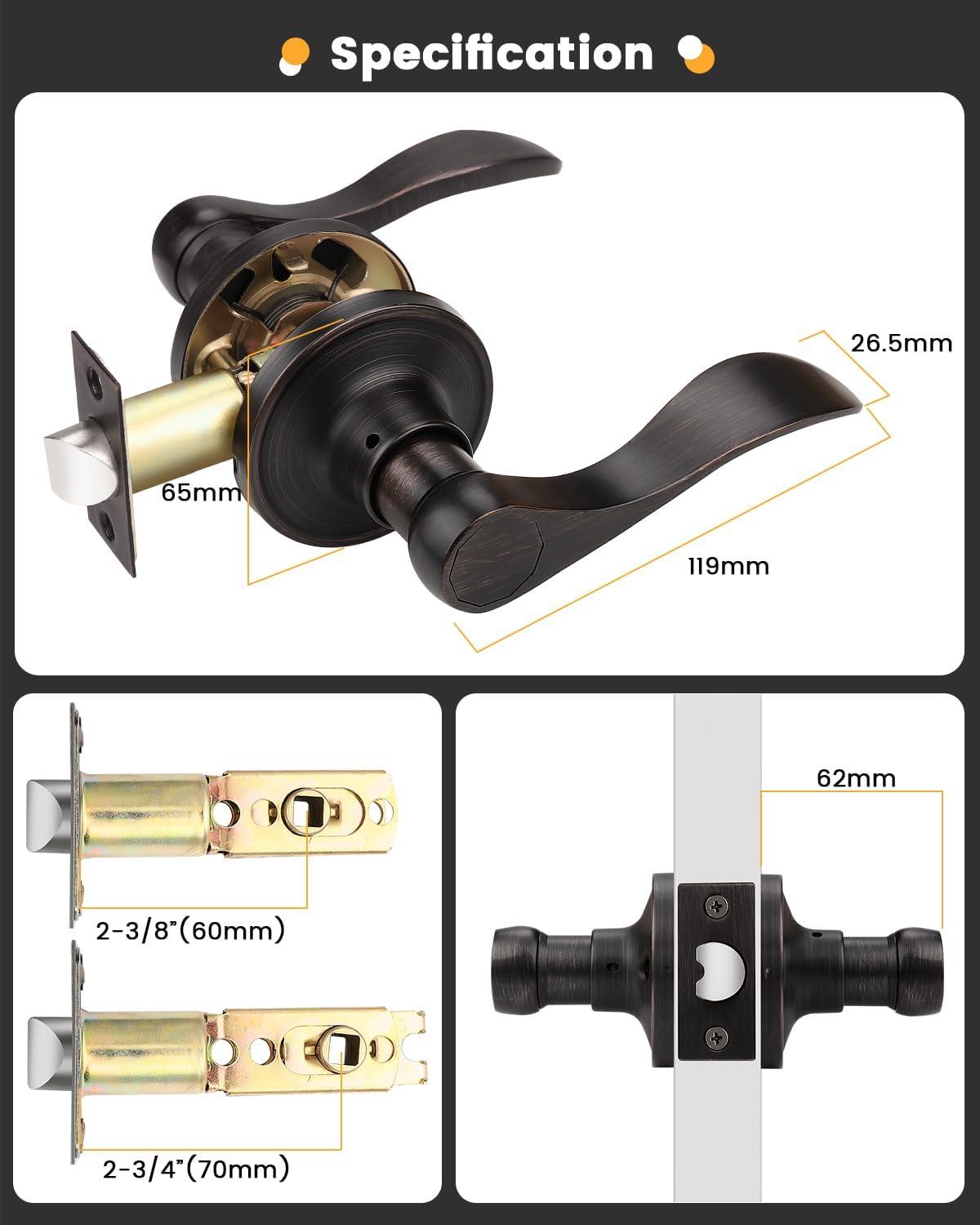 Oil Rubbed Bronze Modern Key Lock Door Lever Set