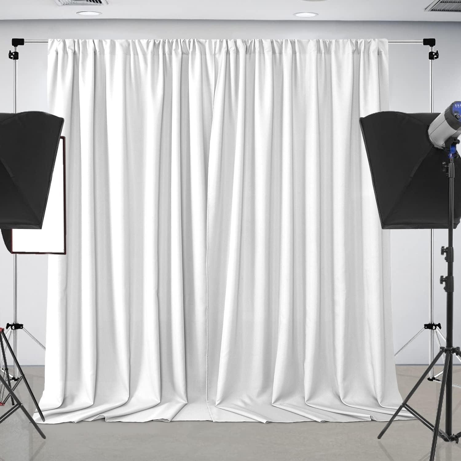 White Polyester Water-Resistant Backdrop Curtains 5ft x 10ft, 2 Panels