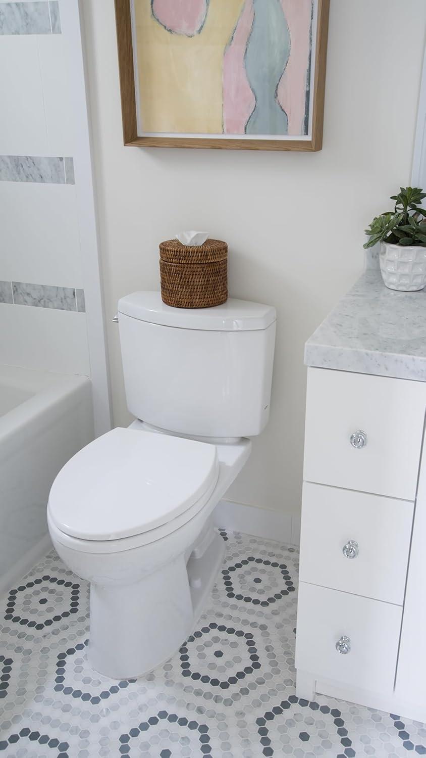 Kouboo La Jolla Handwoven Rattan Toilet Roll Stand, Toilet Paper Cover, Storage Single Roll And Tissues Protector In Bathroom, Round Toilet Holder Basket, Honey Brown