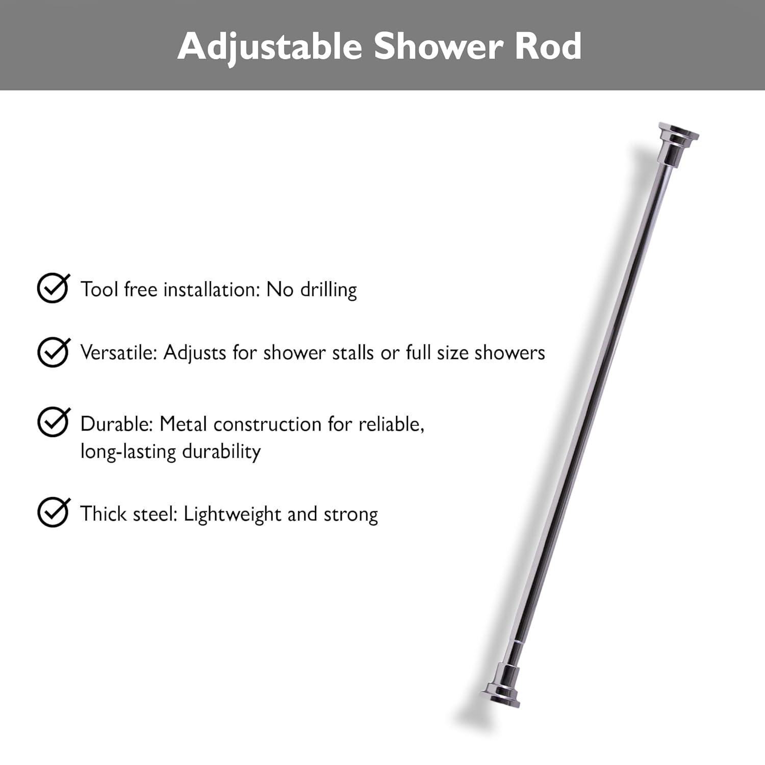 Design House Classic Adjustable Straight Tension Shower Curtain Rod for Bathroom