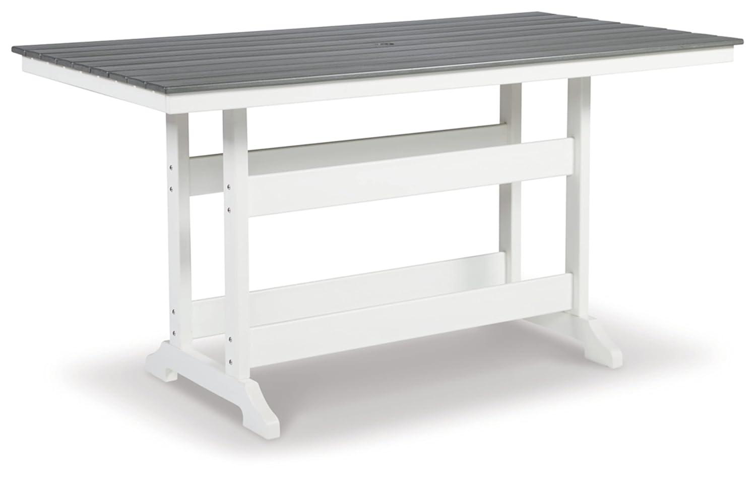 Ashley Furniture Transville Outdoor Plastic Dining Table in Gray and White