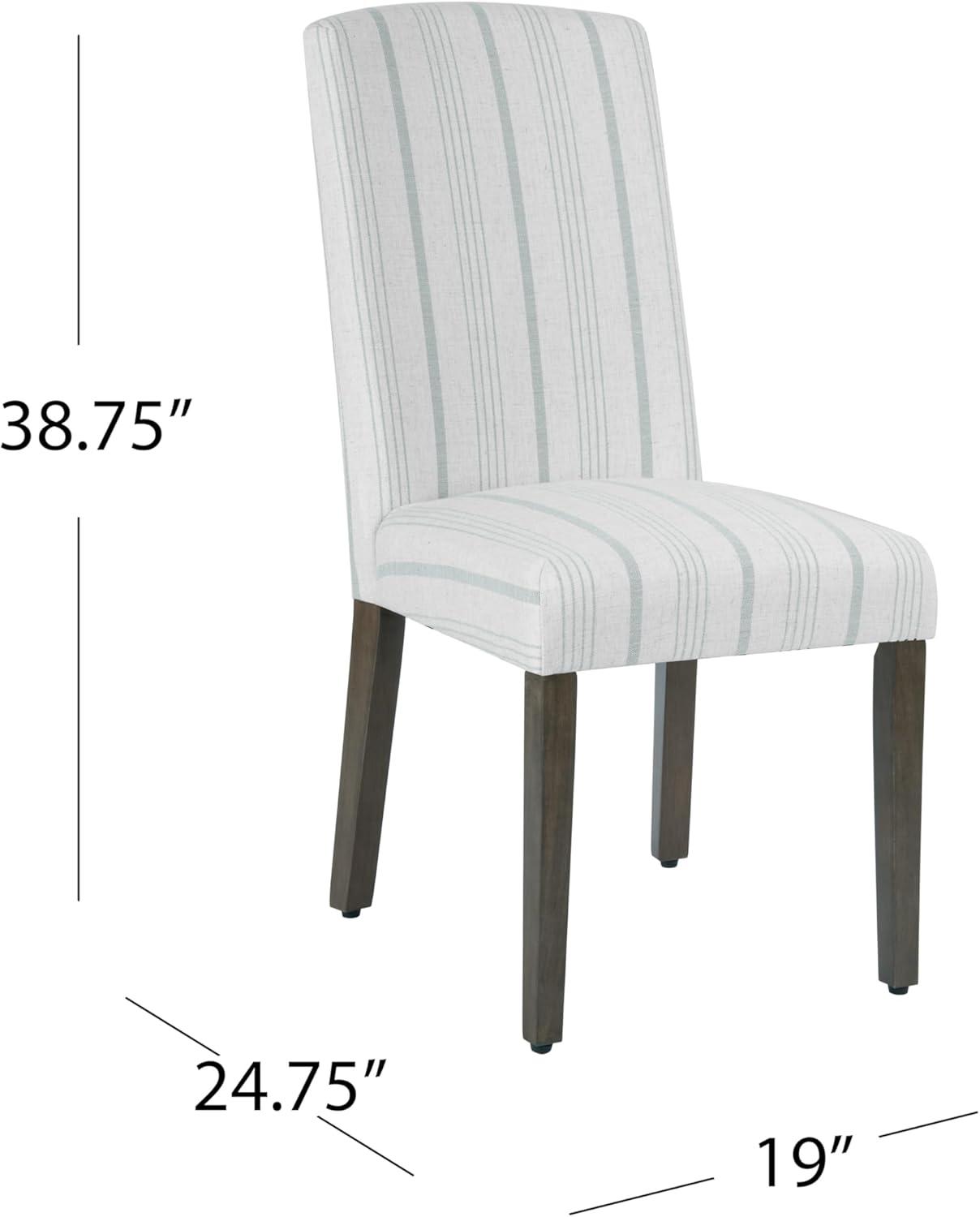 HomePop Set of 2 Classic Parsons Dining Chairs Dove Gray Stripe: Upholstered, Foam-Filled, Wood Legs