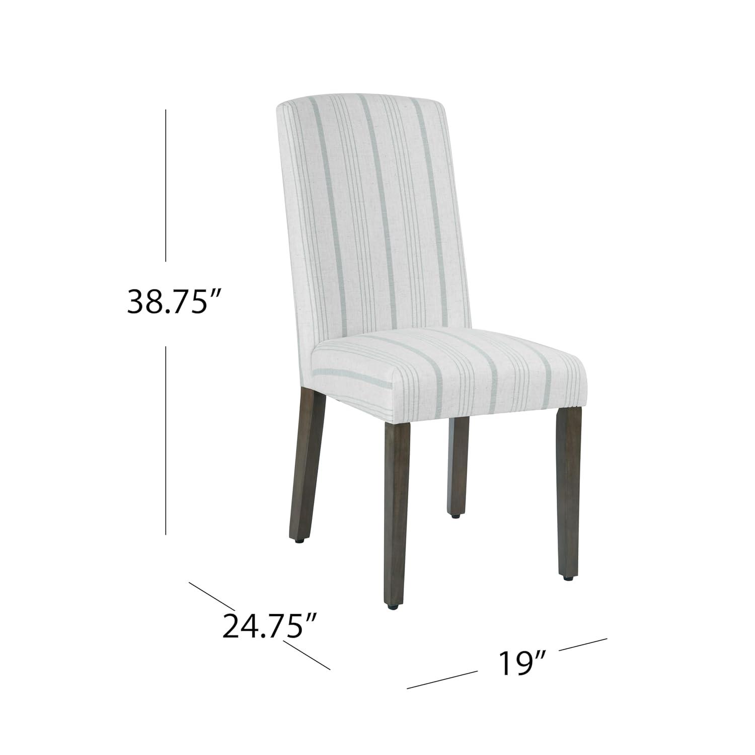 HomePop Set of 2 Classic Parsons Dining Chairs Dove Gray Stripe: Upholstered, Foam-Filled, Wood Legs