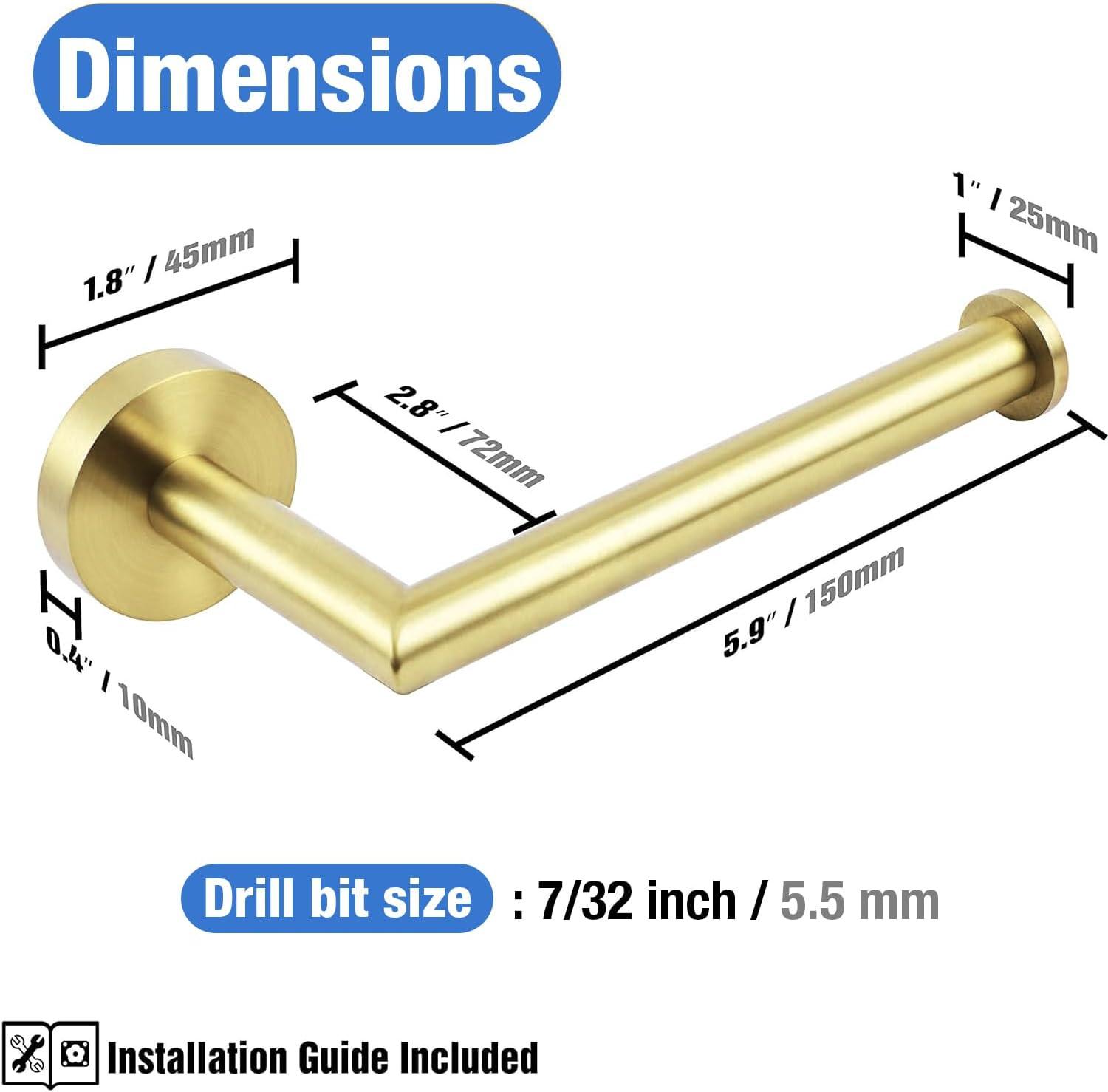 HITSLAM Toilet Paper Holder Wall Mount,Brushed Gold Toilet Paper Roll Holder for Bathroom