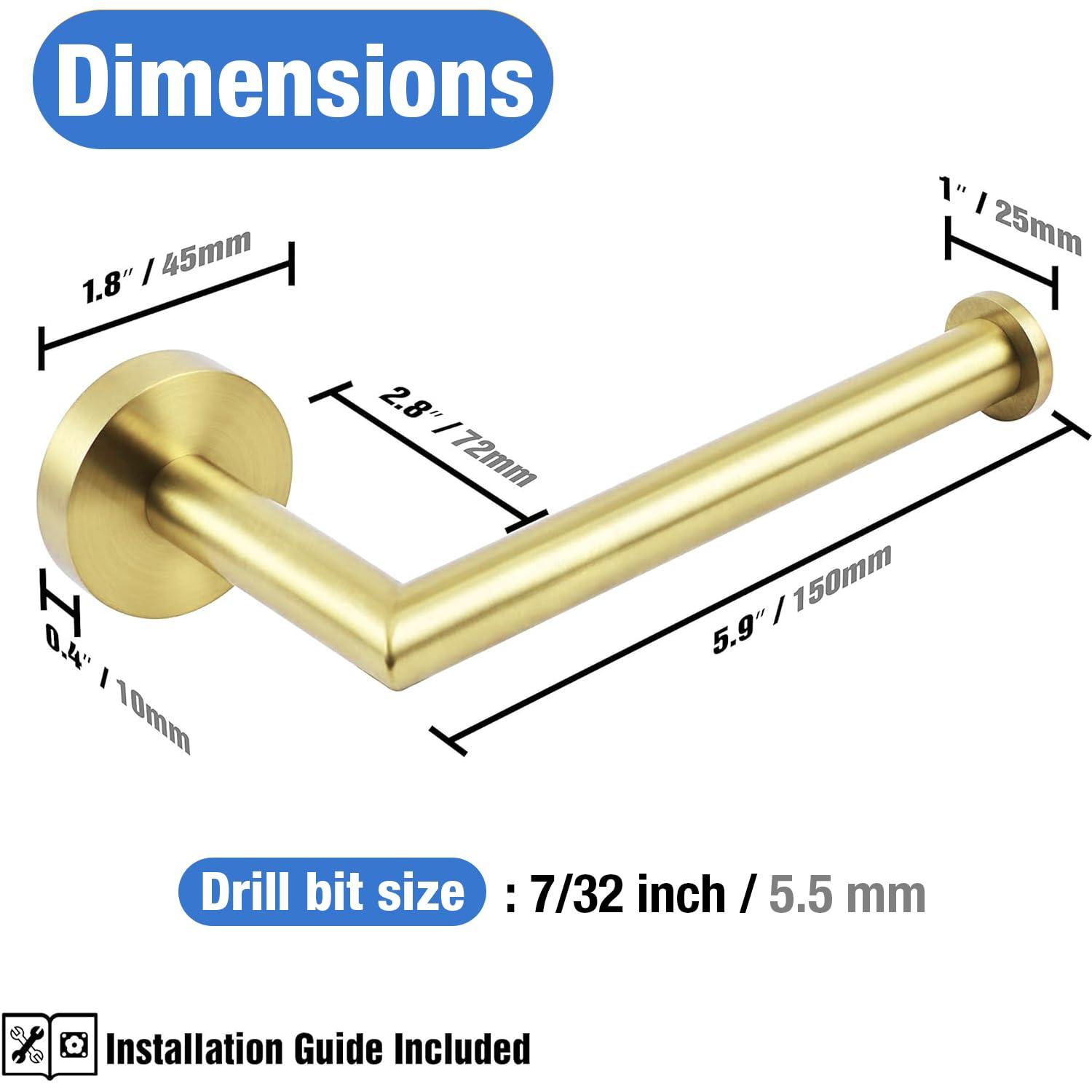 HITSLAM Toilet Paper Holder Wall Mount,Brushed Gold Toilet Paper Roll Holder for Bathroom