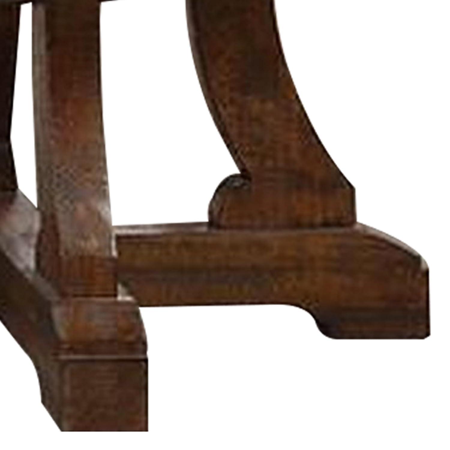 Neci 54 Inch Round Dining Table Classic Pedestal Painted Distressed Brown