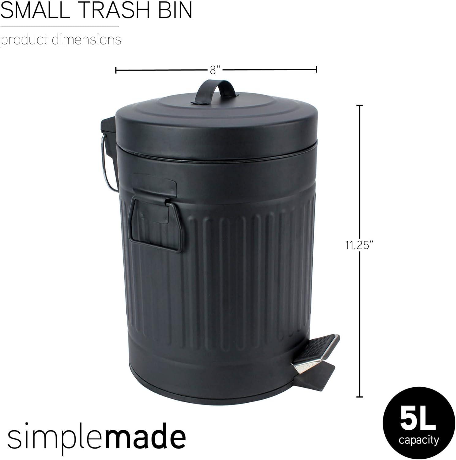 Black Stainless Steel Cylindrical Pedal Trash Can