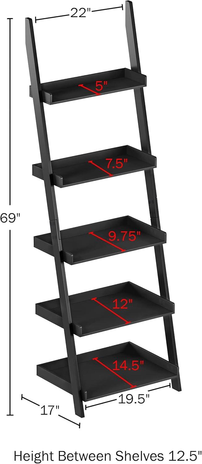 Lavish Home 5-Tier Freestanding Wood Ladder Bookshelf for Storage