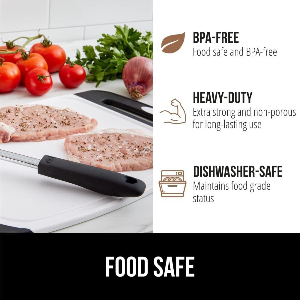 GORILLA GRIP Oversized 100% BPA Free Reversible Kitchen Cutting Board Set of 3, Juice Grooves, Dishwasher Safe, Almond