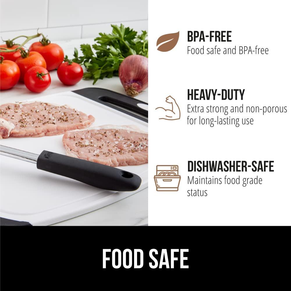 GORILLA GRIP Oversized 100% BPA Free Reversible Kitchen Cutting Board Set of 3, Juice Grooves, Dishwasher Safe, Almond