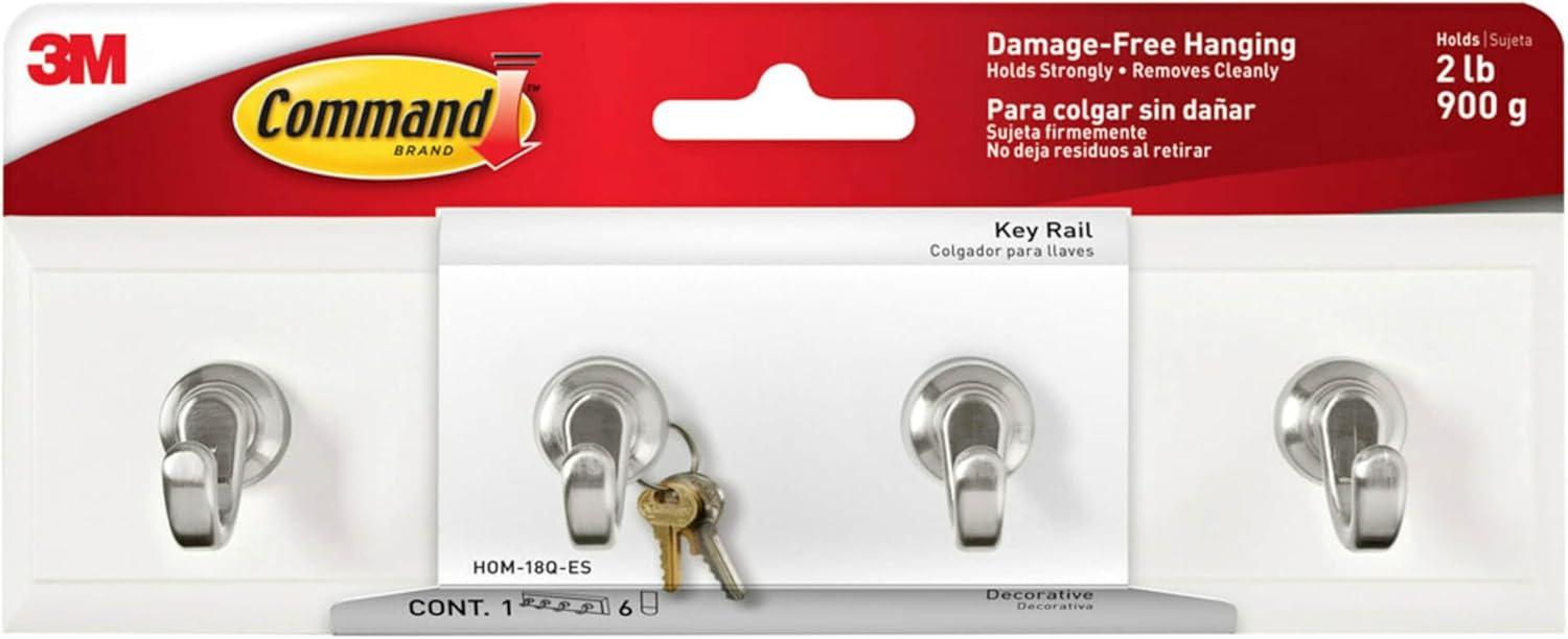 Quartz White Plastic Adhesive Key Rack with 4 Hooks