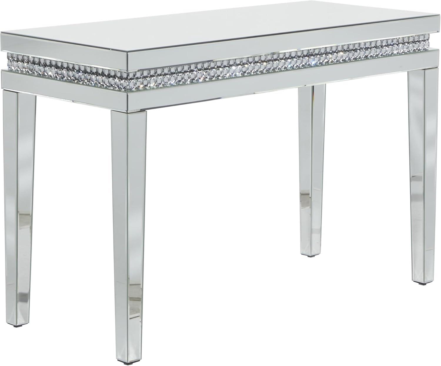 DecMode 47" x 32" Silver Glass Mirrored Console Table, 1-Piece