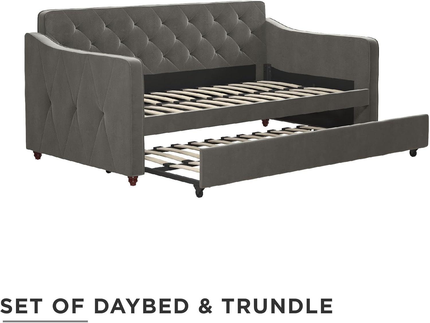 Vintage Upholstered Daybed with Trundle