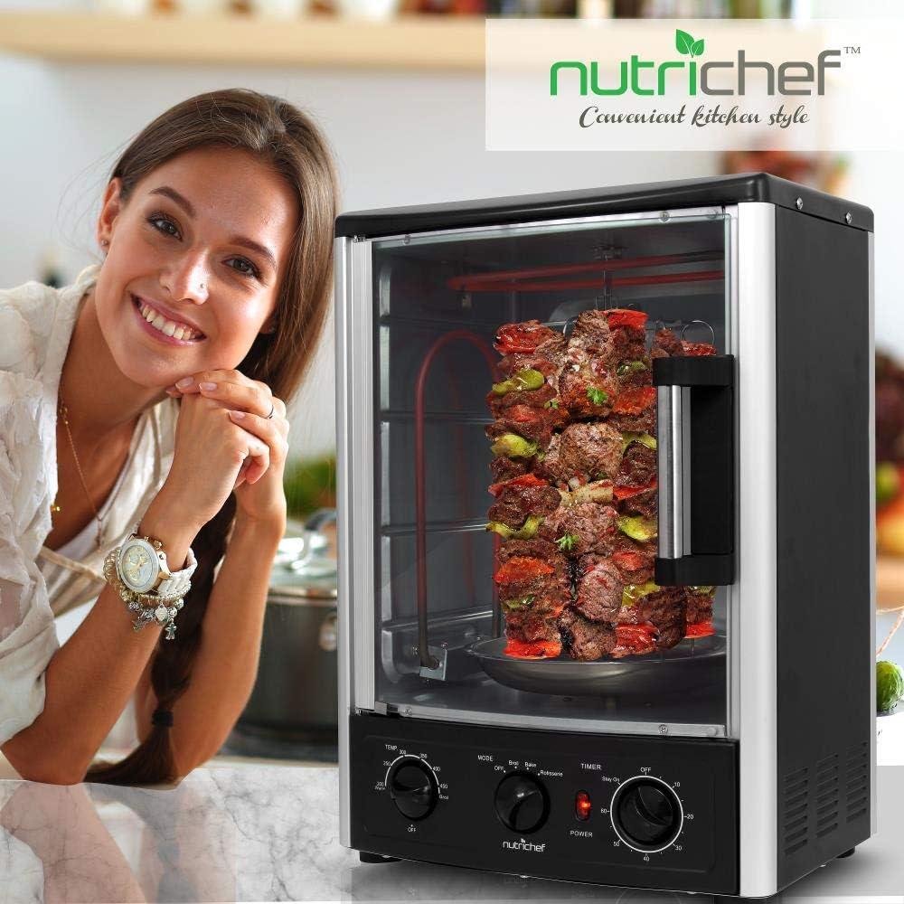 NutriChef Multi-Function Vertical Rotisserie Oven with Bake, Roast, and Kebob Racks - 24+ Quarts, 1500W (AZPKRT97)