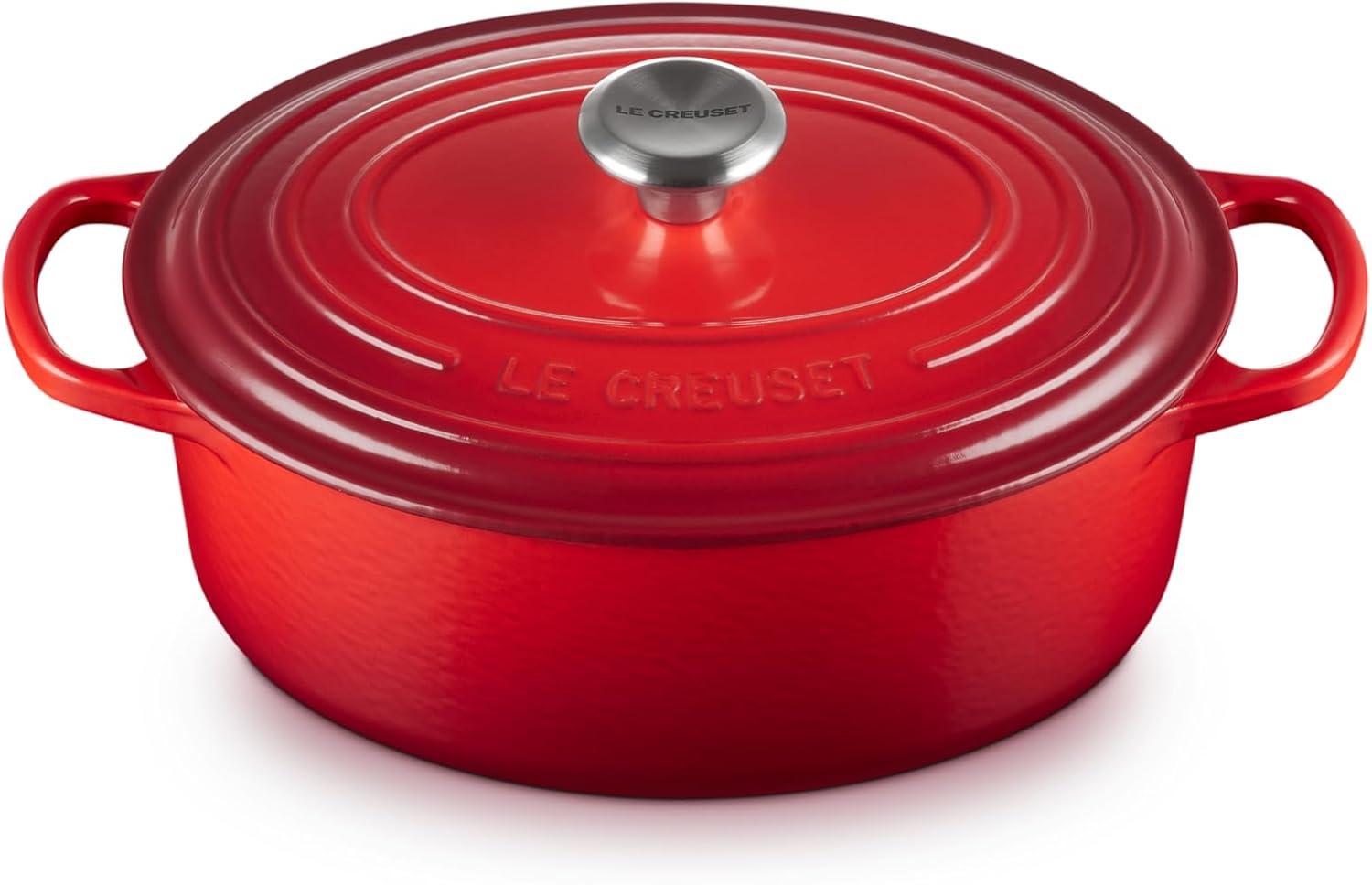 Cerise Enameled Cast Iron Oval Dutch Oven, 2.75 qt.