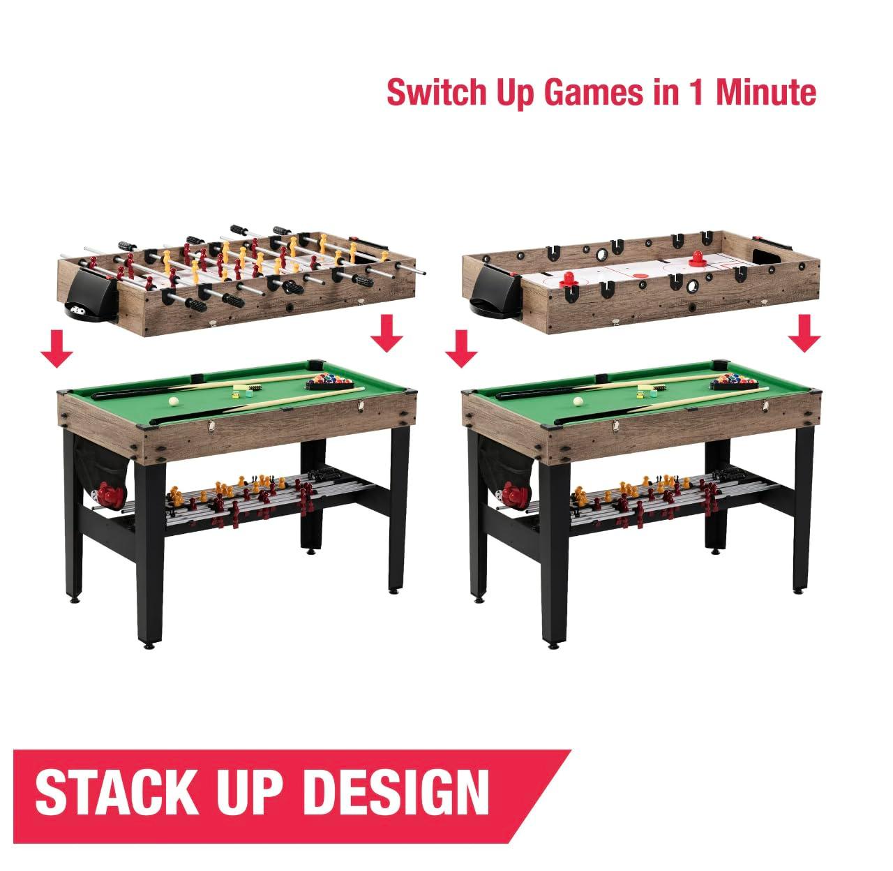 48"  3 in 1 Combo Air Powered Hockey, Foosball, and Billiard Game Table, by MD Sports