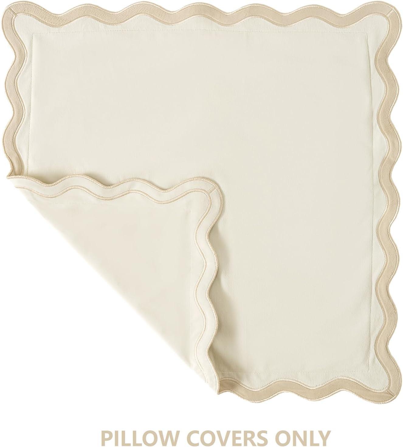 Fancy Homi 2 Packs Boho Decorative Throw Pillow Covers 18x18 Inch for Living Room Couch Bed Sofa, Rustic Modern Farmhouse Home Decor, Soft Corduroy Cream Square Cushion Case 45x45 cm