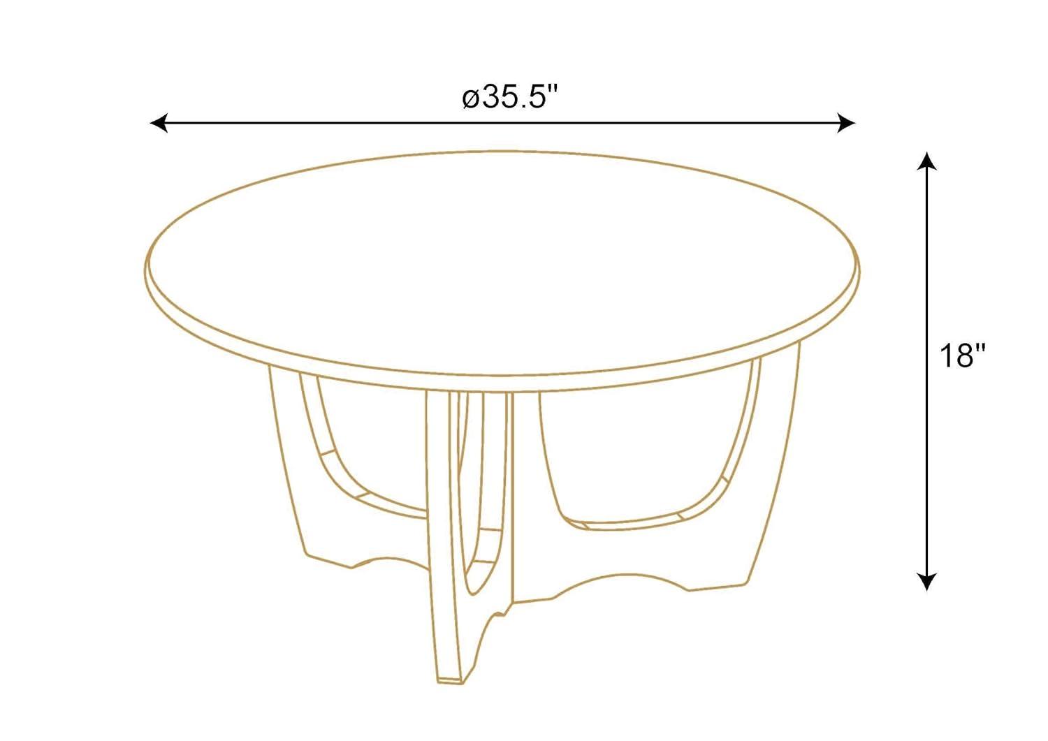 FINECASA Wooden Round Coffee Table, Curved Leg, Furniture, Accent Couch, Coffee Table for Livingroom, Round Wood Table, 36 x 18 Inches, Natural